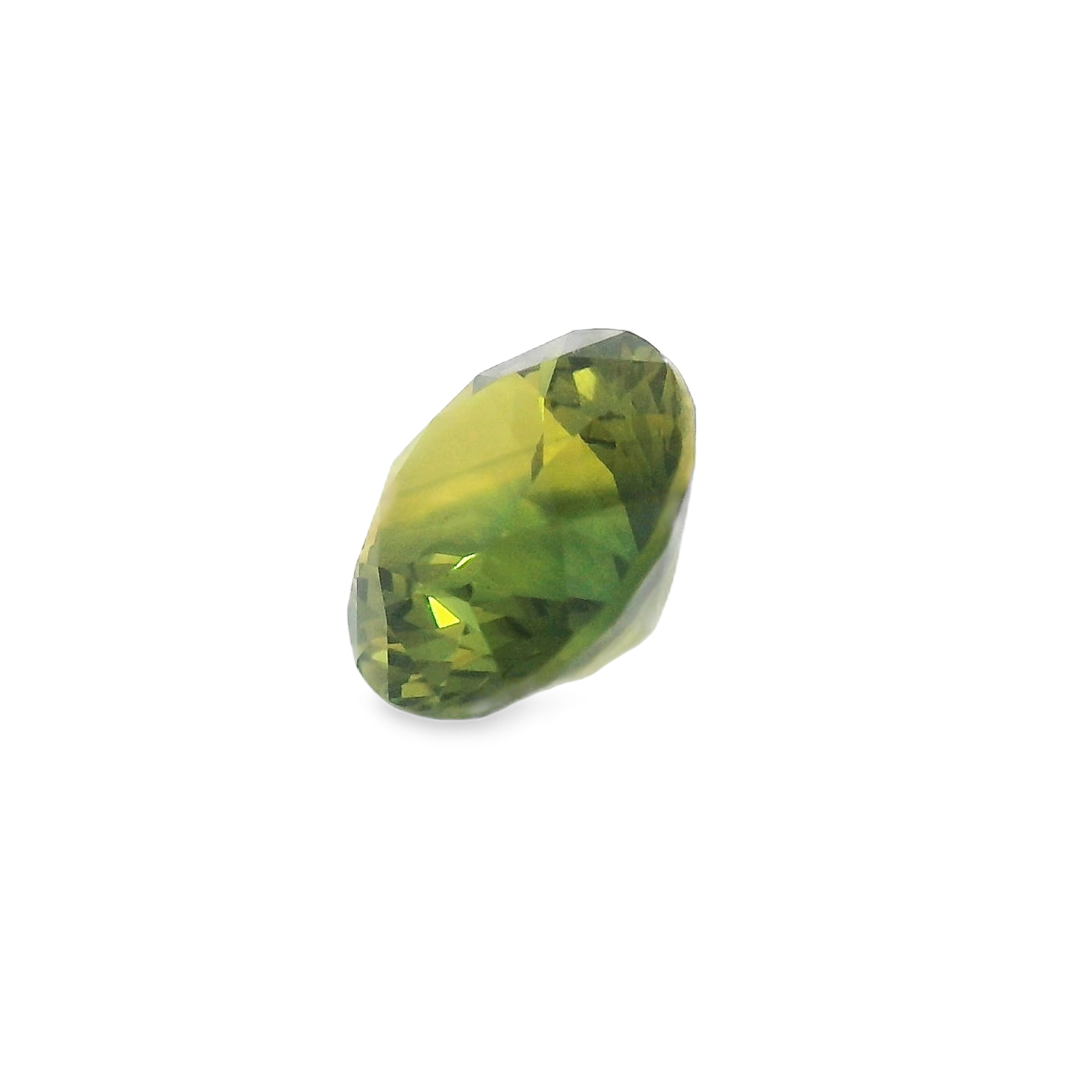2.59ct Round Brilliant Green Yellow Parti unheated QLD Sapphire
