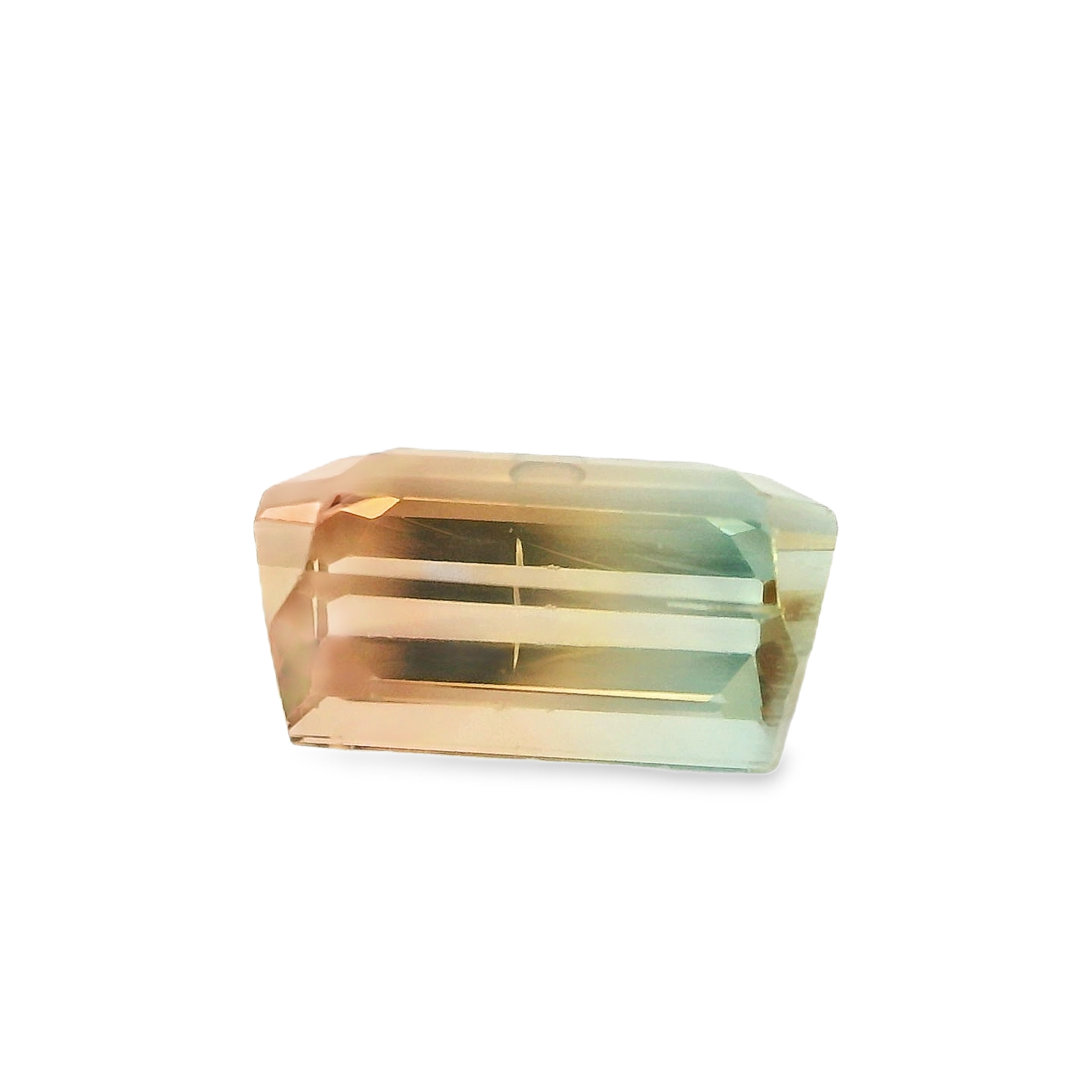 4.67ct Green and Orange Emerald cut Tourmaline