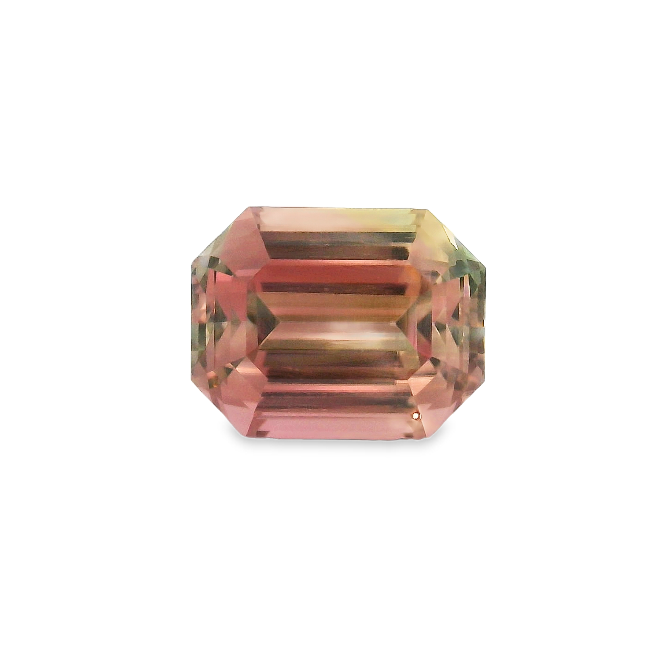 4.49ct Bi-colour Green/Pink Parti Emerald cut Tourmaline