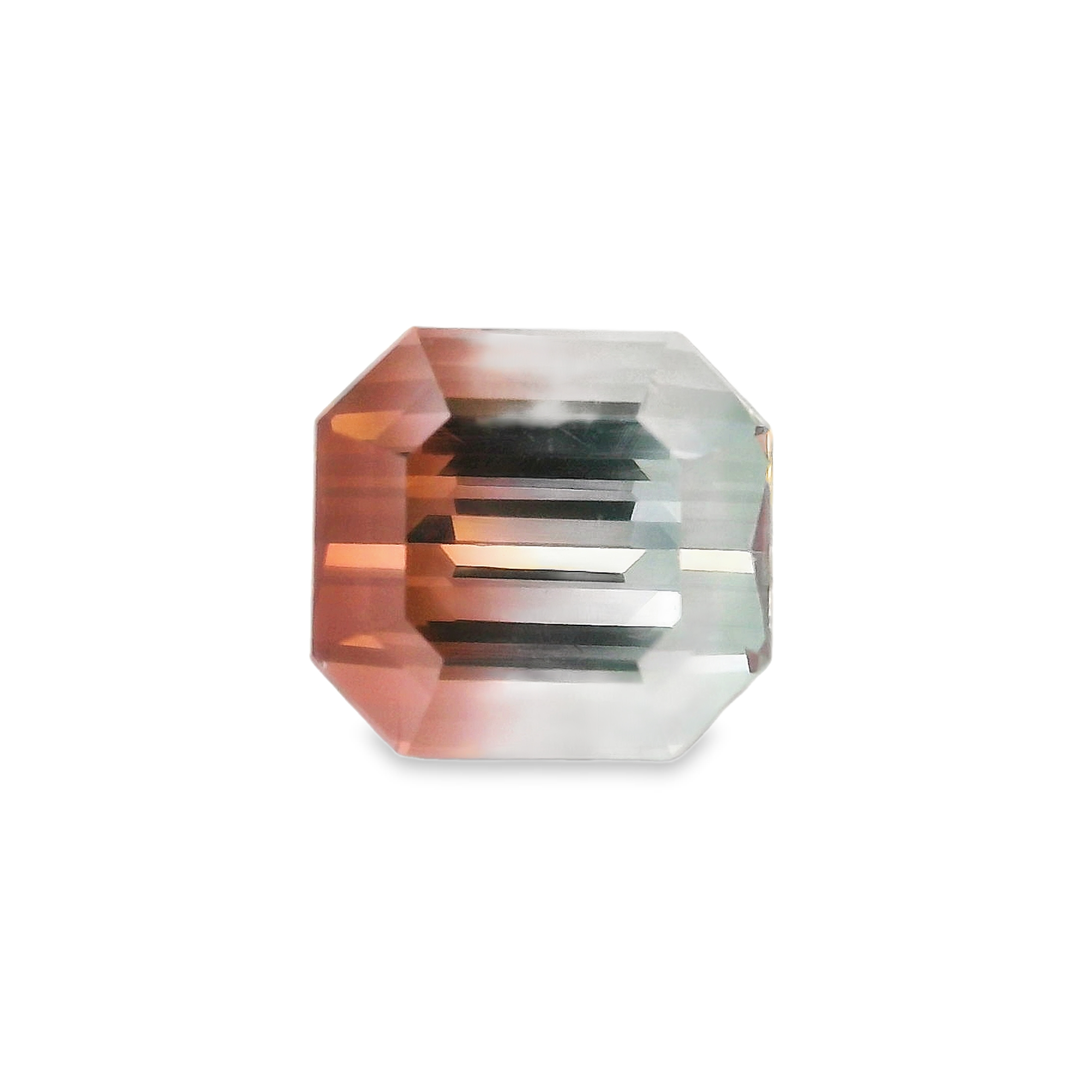 5.63ct Bi-colour Pink/White, Parti Emerald cut Tourmaline