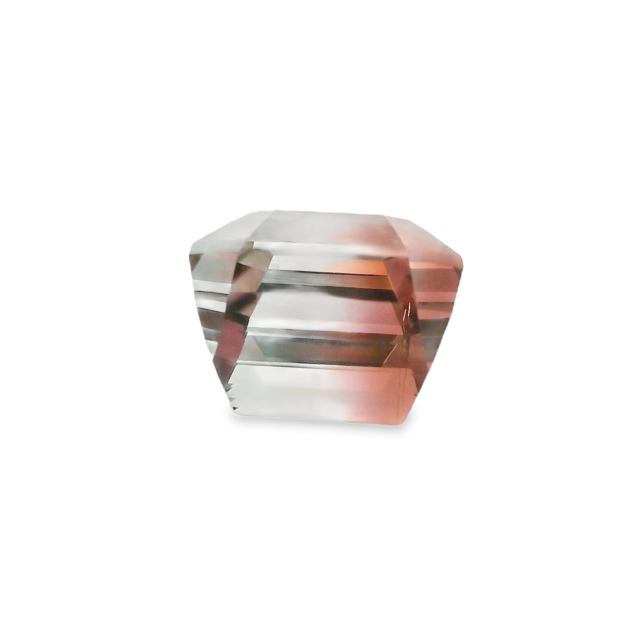 5.63ct Bi-colour Pink/White, Parti Emerald cut Tourmaline