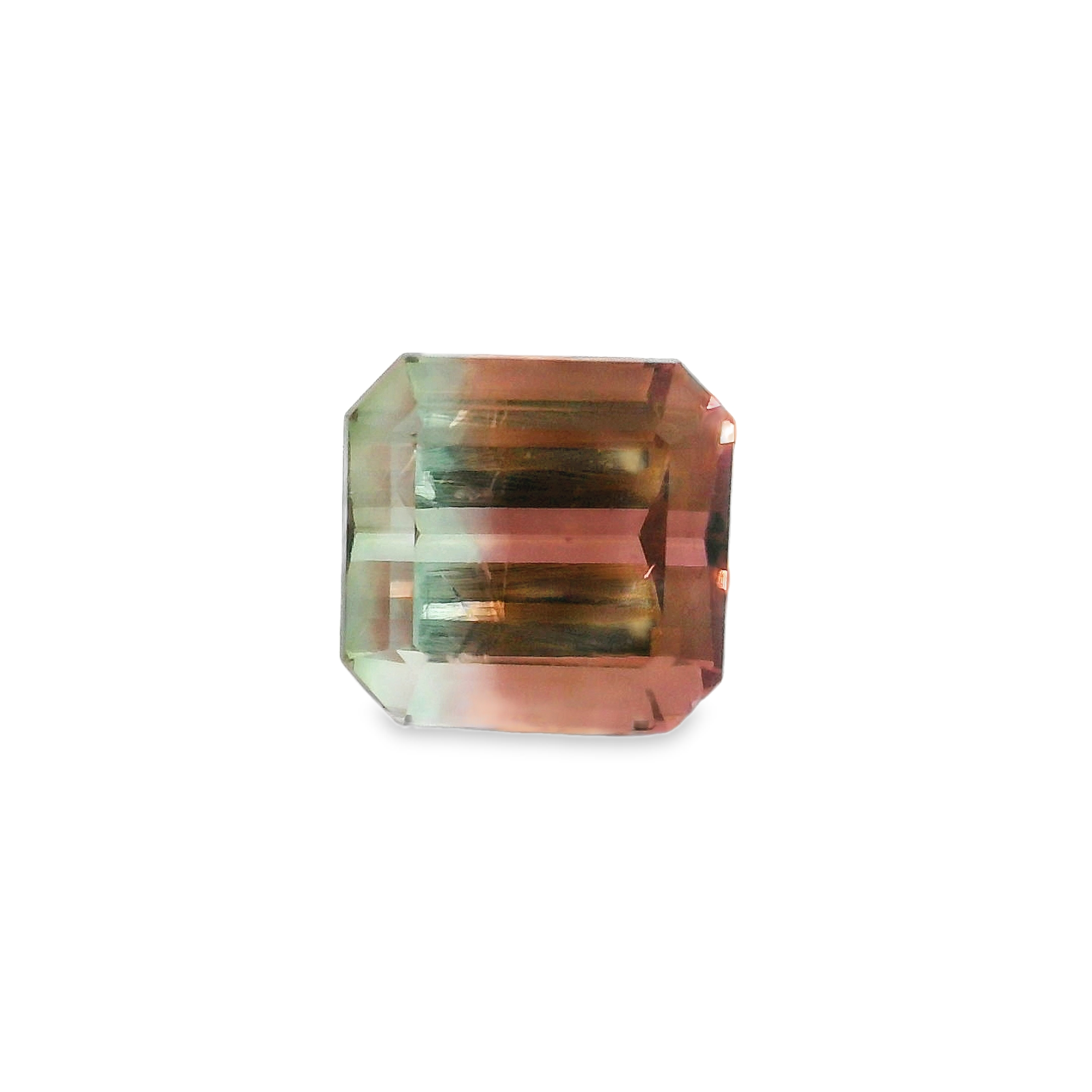 3.72ct Emerald cut Pink/Green Parti Tourmaline