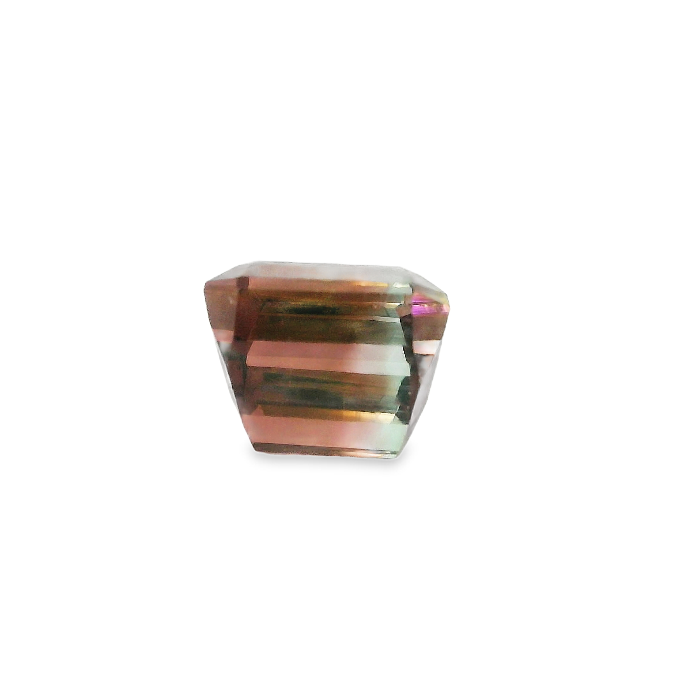 3.72ct Emerald cut Pink/Green Parti Tourmaline