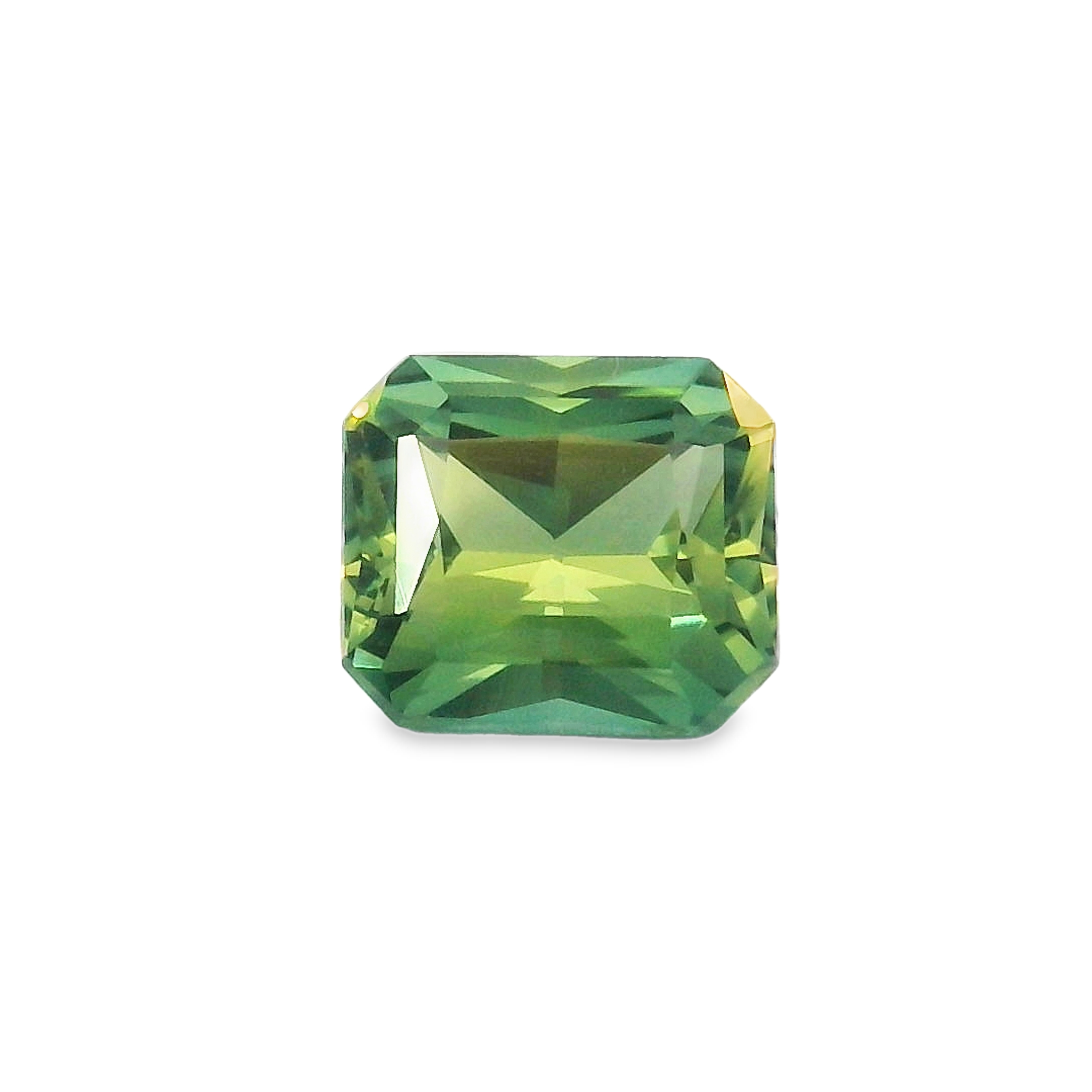 0.78ct Green, Yellow, Parti Radiant cut Sapphire