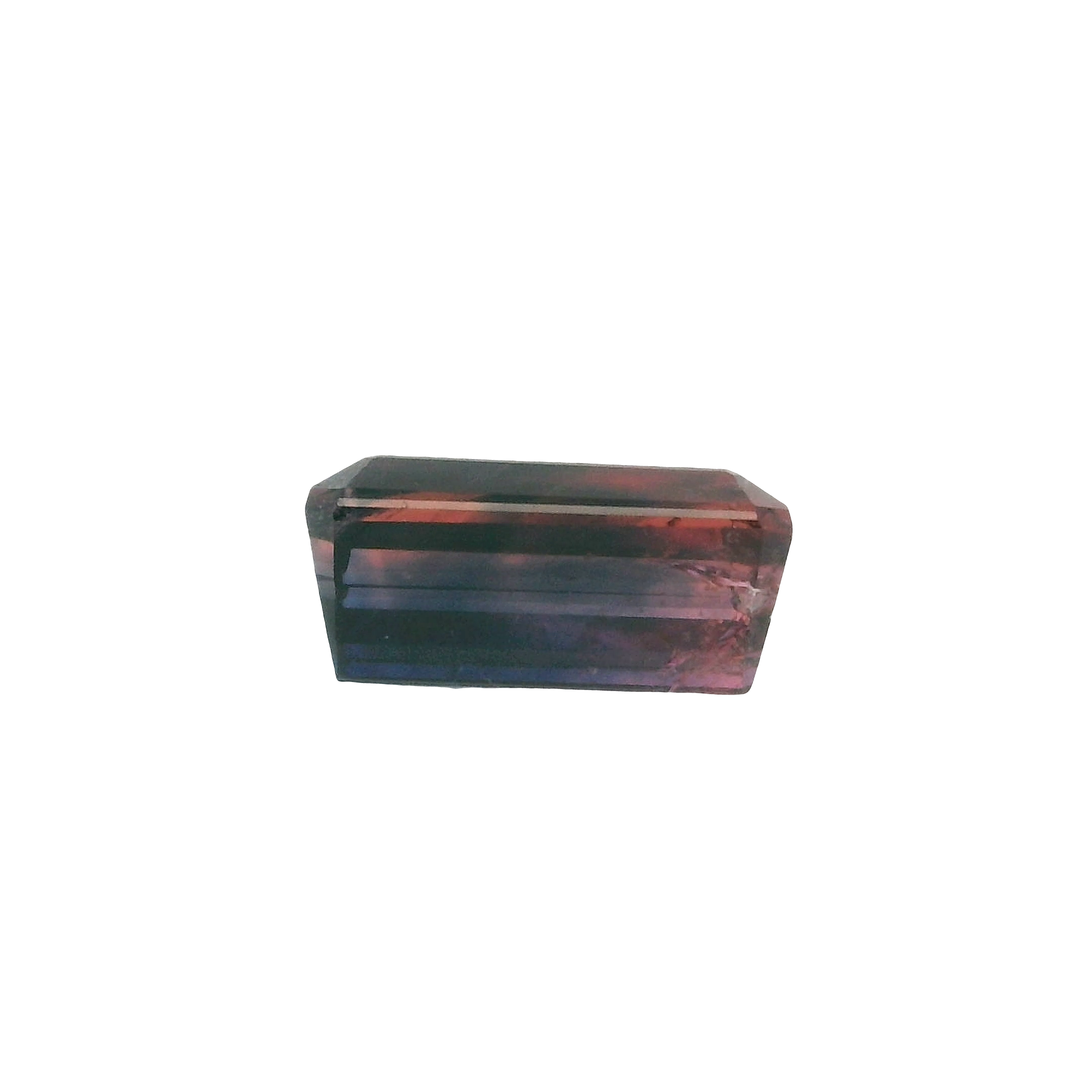 3.69ct Blue, Red, Parti Emerald cut Sapphire