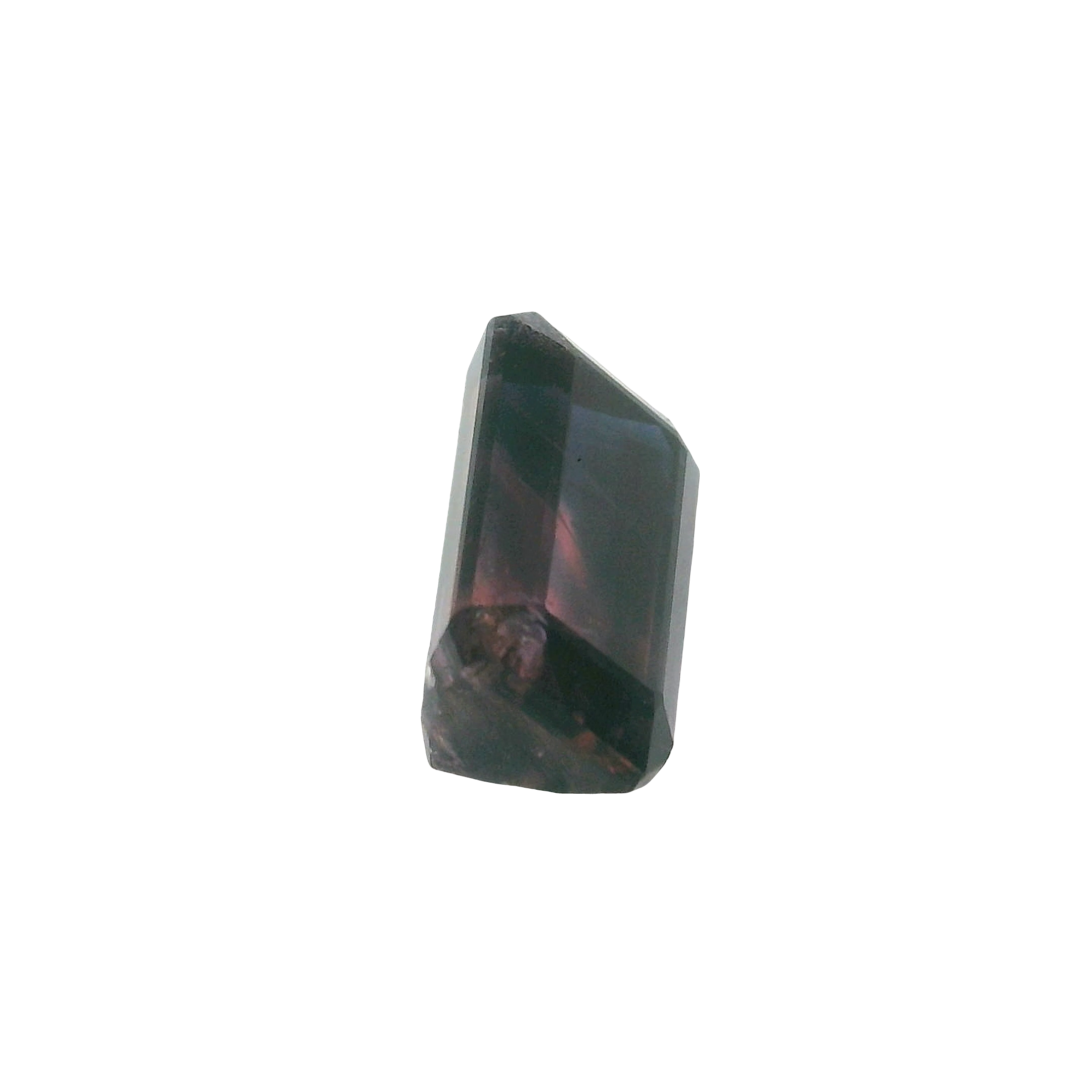 3.69ct Blue, Red, Parti Emerald cut Sapphire
