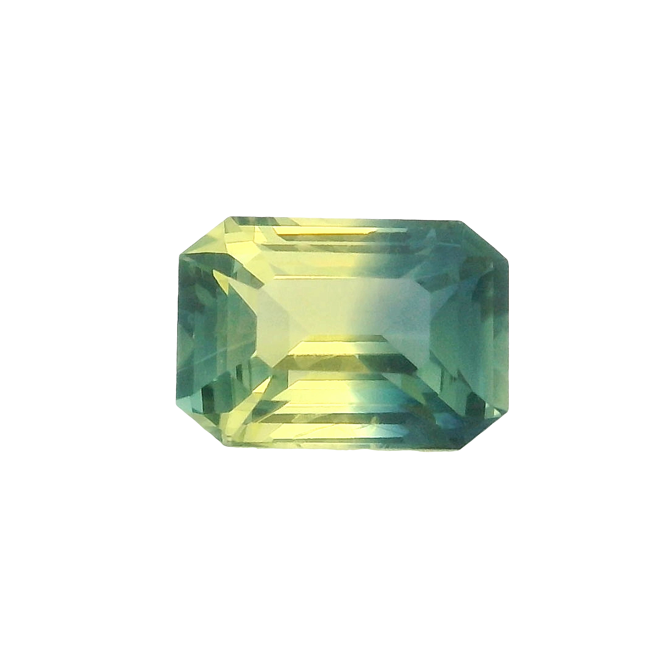 2.52ct Green, Yellow, Parti Emerald cut Sapphire