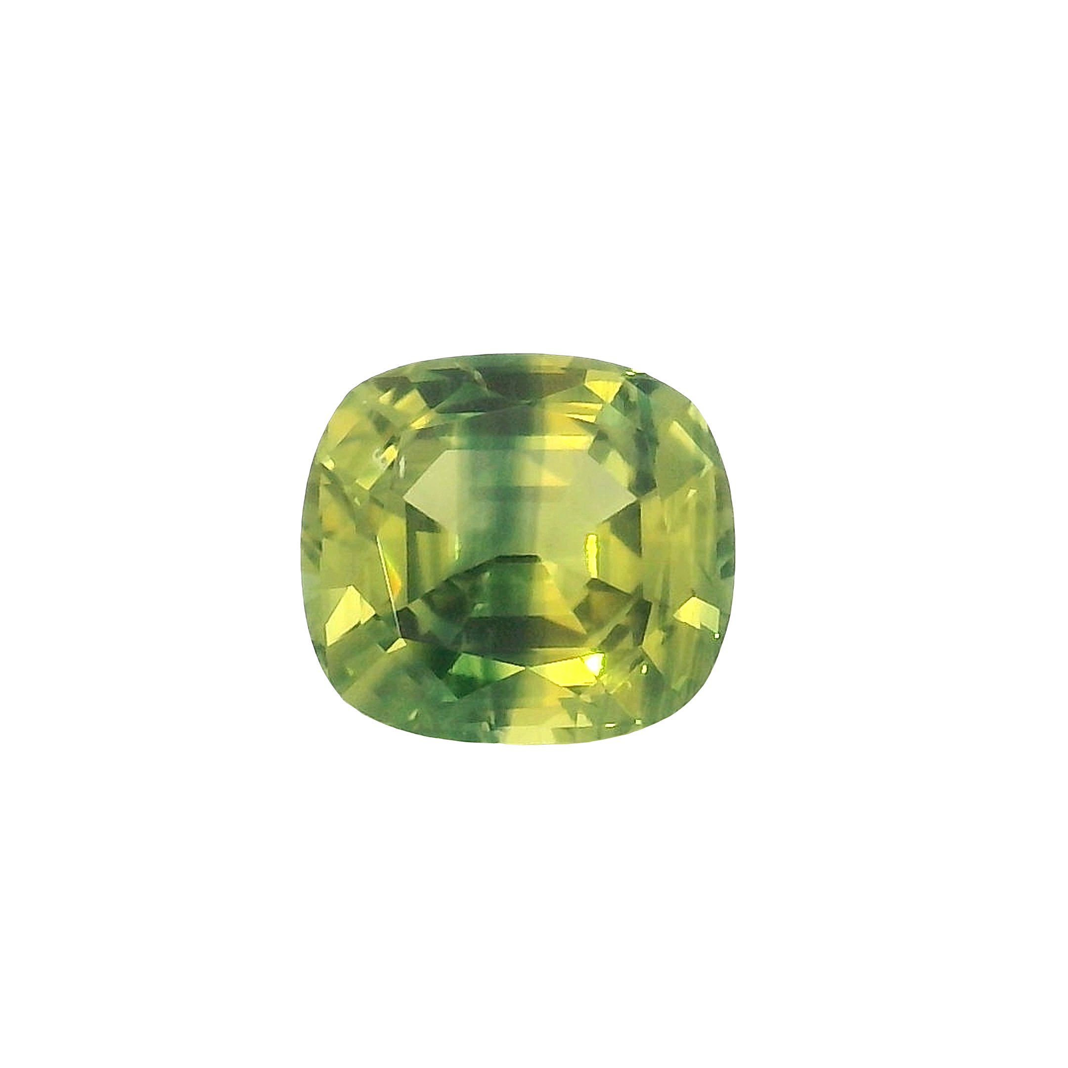 1.04ct Green, Yellow, Parti Cushion cut Sapphire