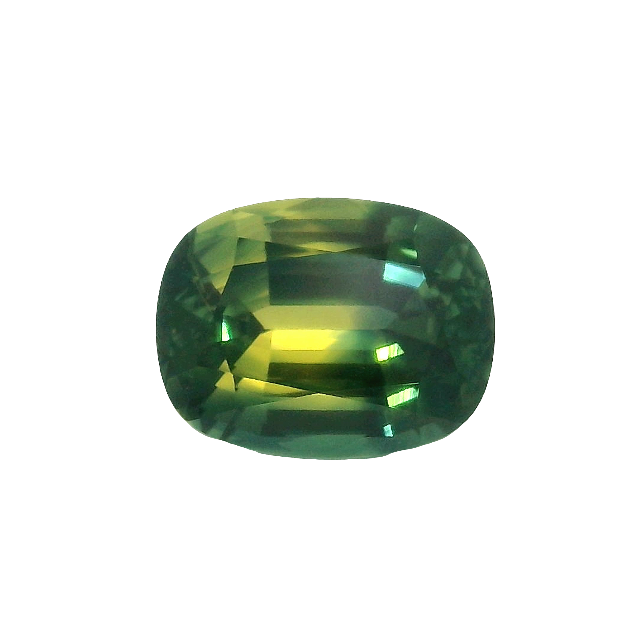 1.66ct Blue, Green, Parti Cushion cut Sapphire