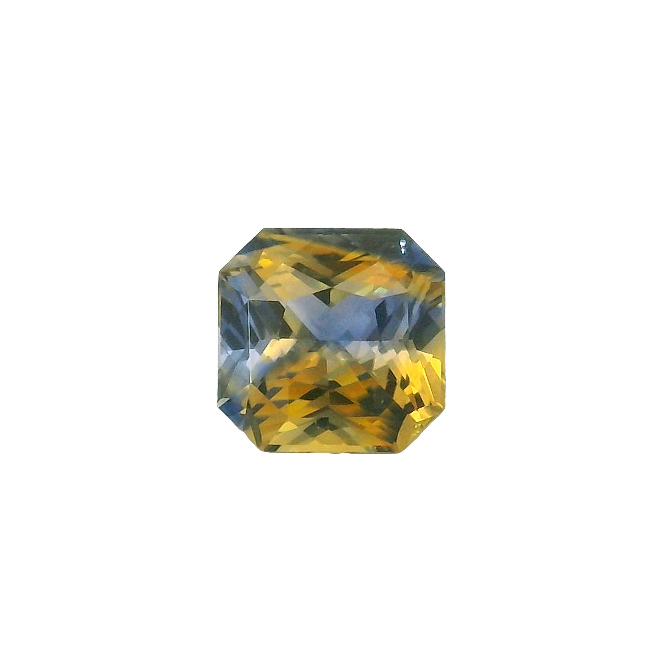 0.72ct Blue, Orange, Parti Radiant cut Sapphire