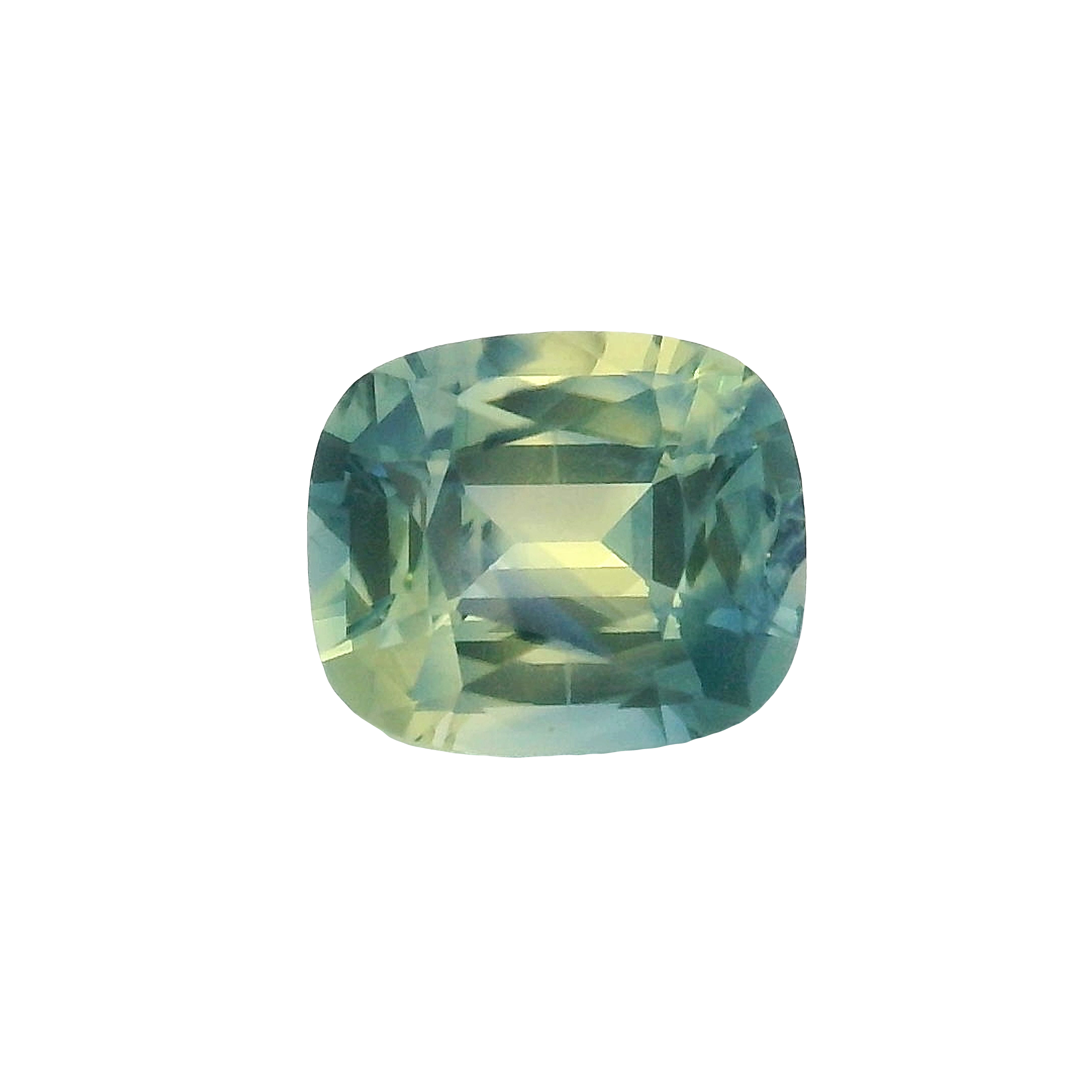 1.39ct Blue, Yellow, Parti Cushion cut Sapphire
