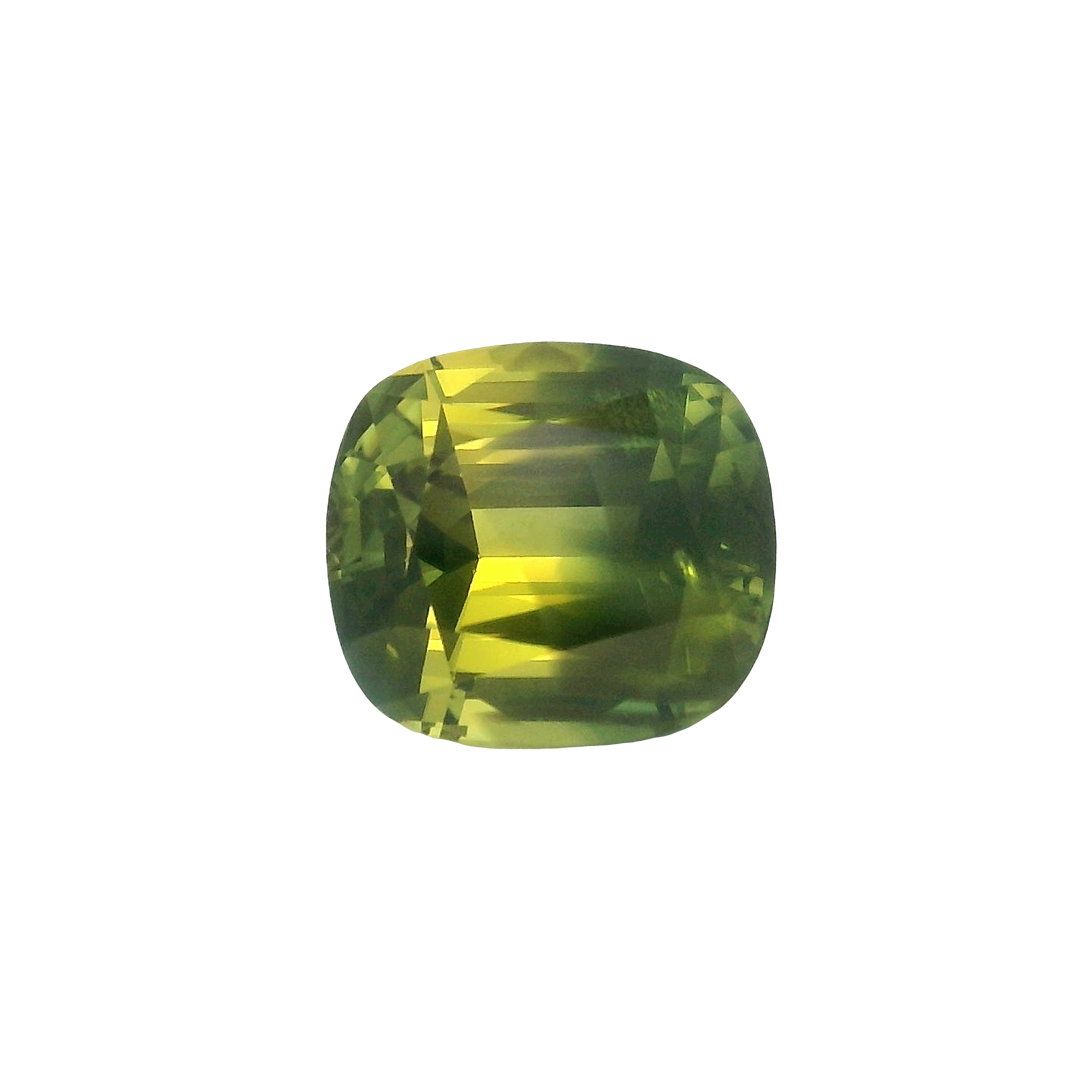 2.66ct Green, Yellow, Parti Cushion cut Sapphire