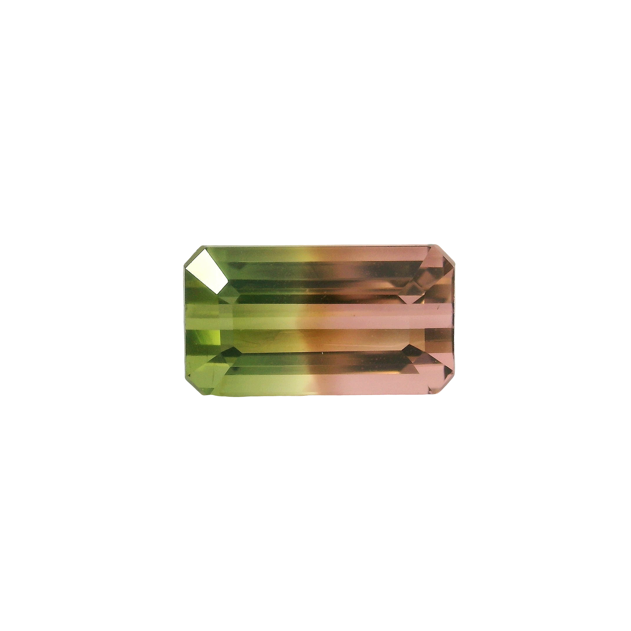 4.01ct Green, Pink, Bi-colour Emerald cut Tourmaline