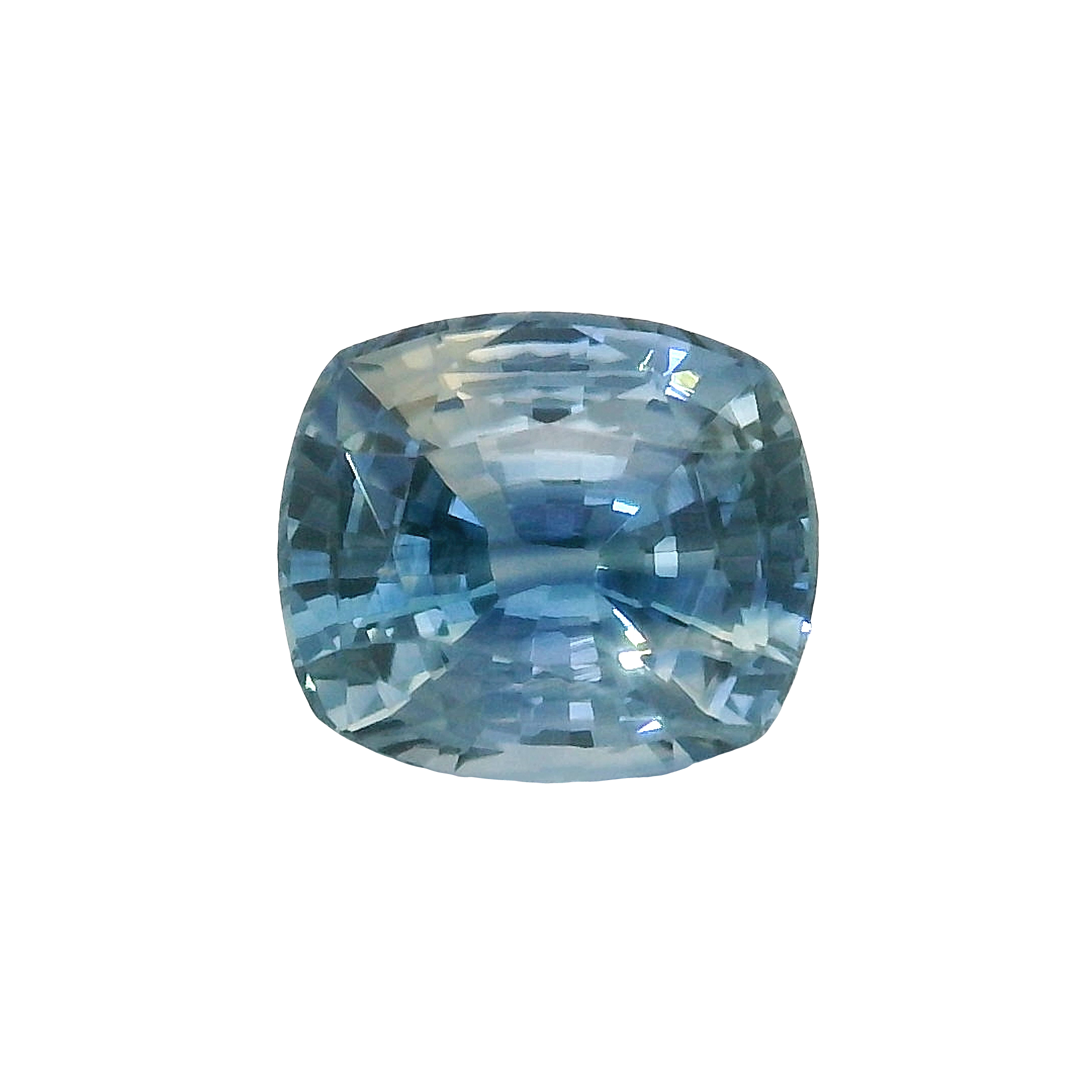2.20ct blue-green parti cushion cut sapphire
