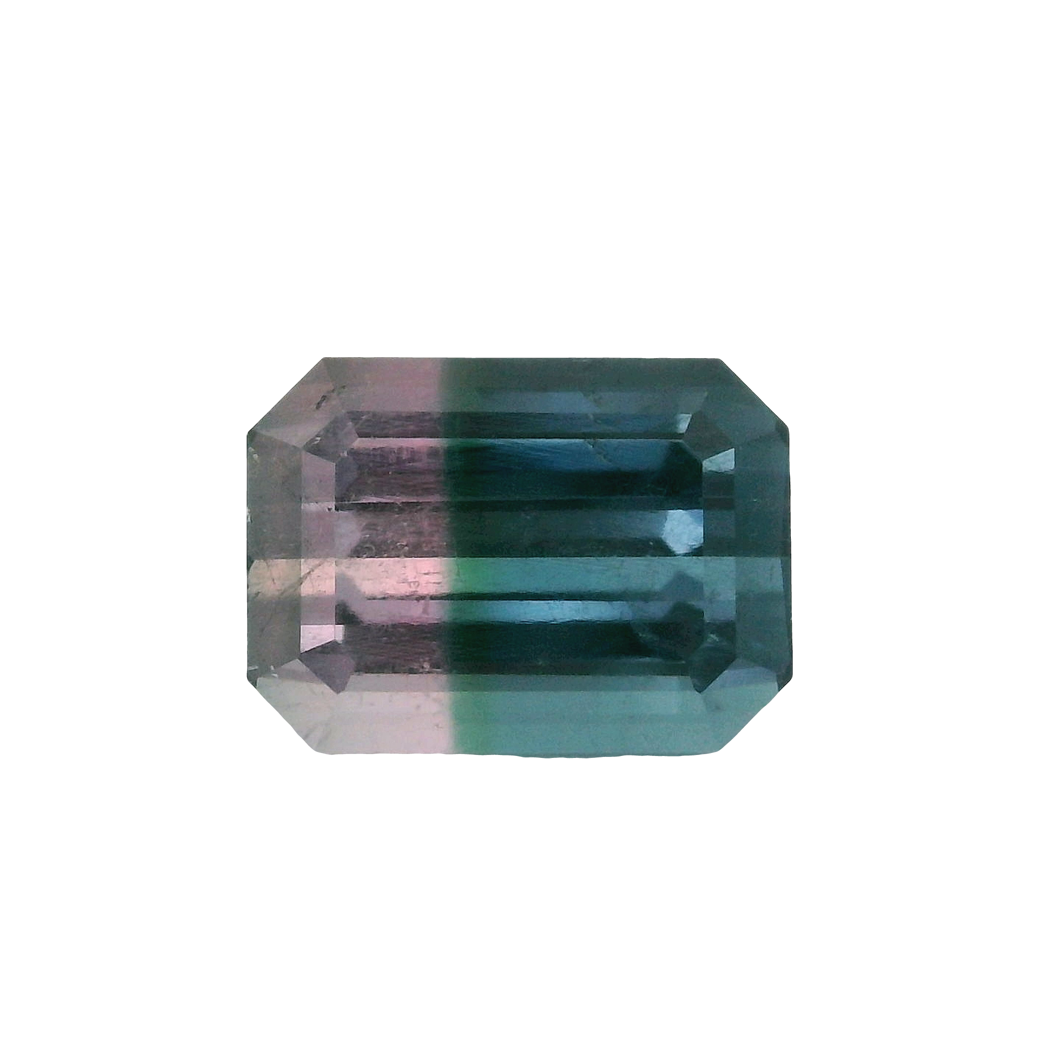 3.84ct Bi-colour, Blue, Purple, Bi-colour Emerald cut Tourmaline