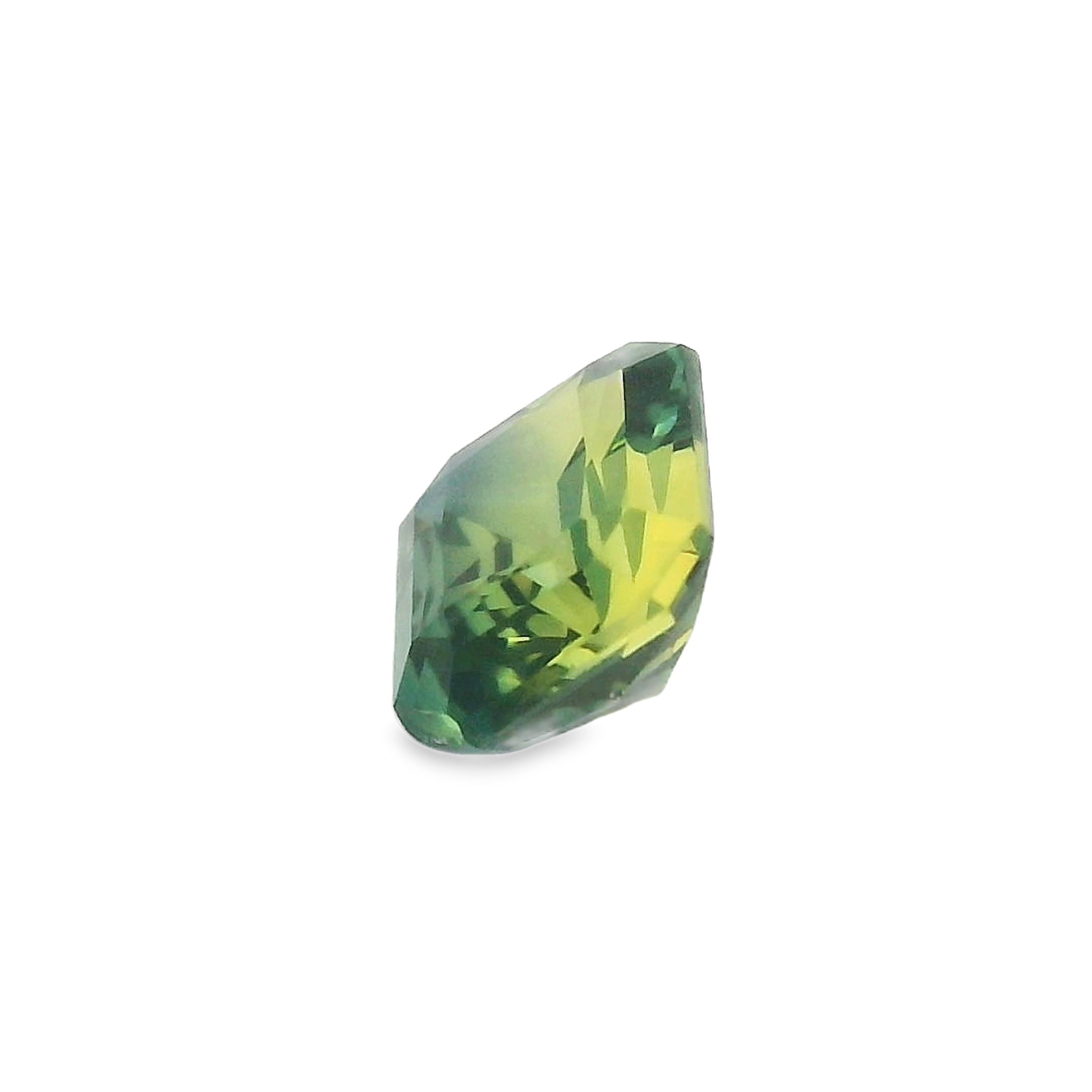0.78ct Green, Yellow, Parti Radiant cut Sapphire