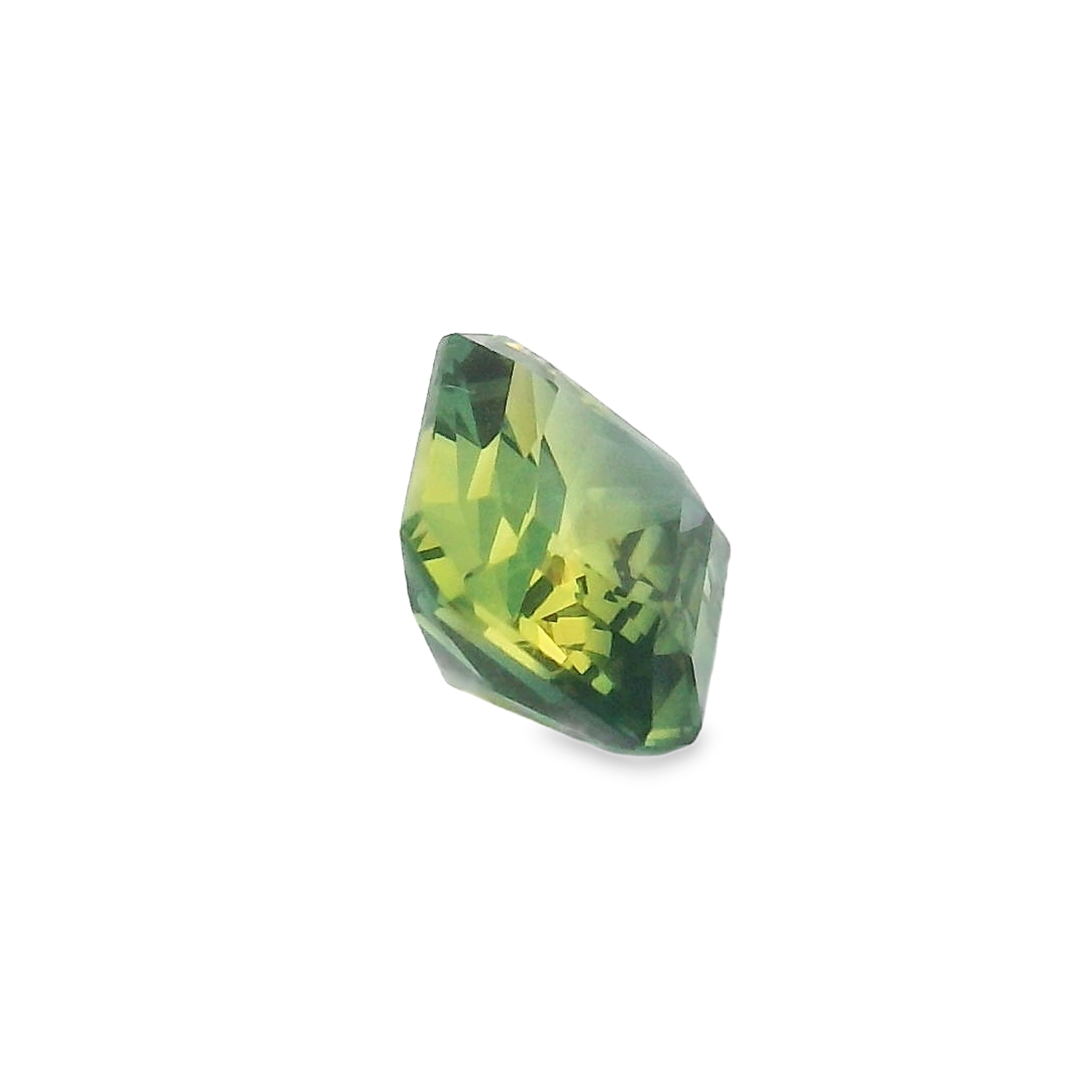 0.78ct Green, Yellow, Parti Radiant cut Sapphire