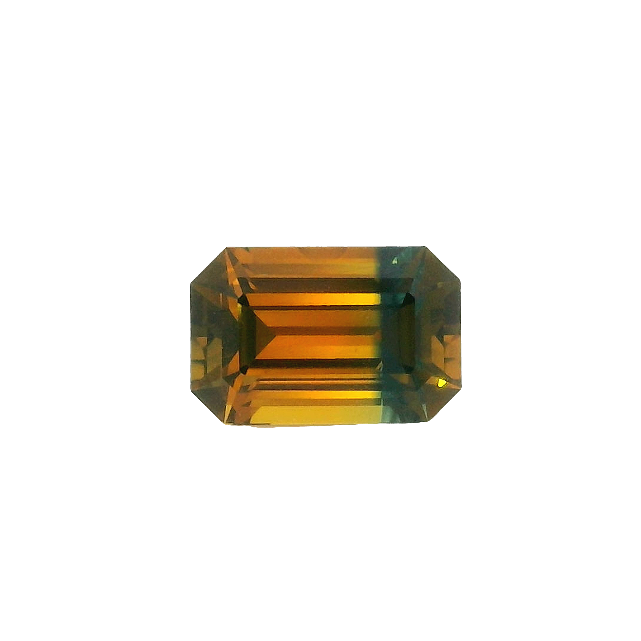 1.60ct Blue, Orange, Parti Emerald cut Sapphire