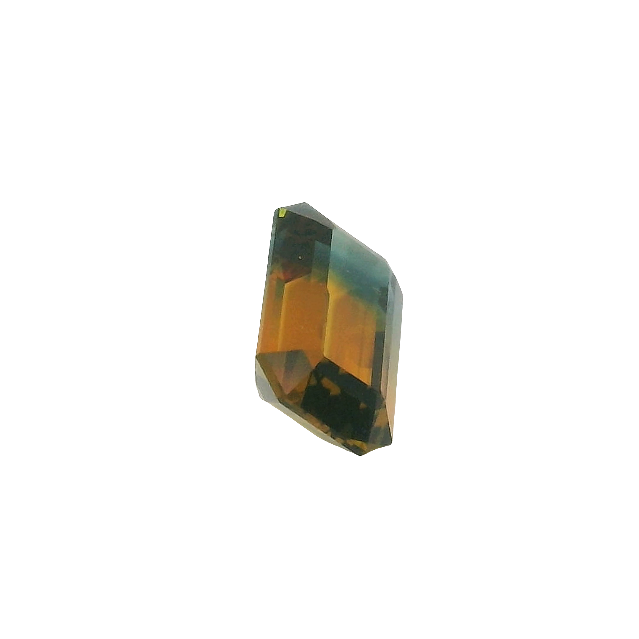 1.60ct Blue, Orange, Parti Emerald cut Sapphire