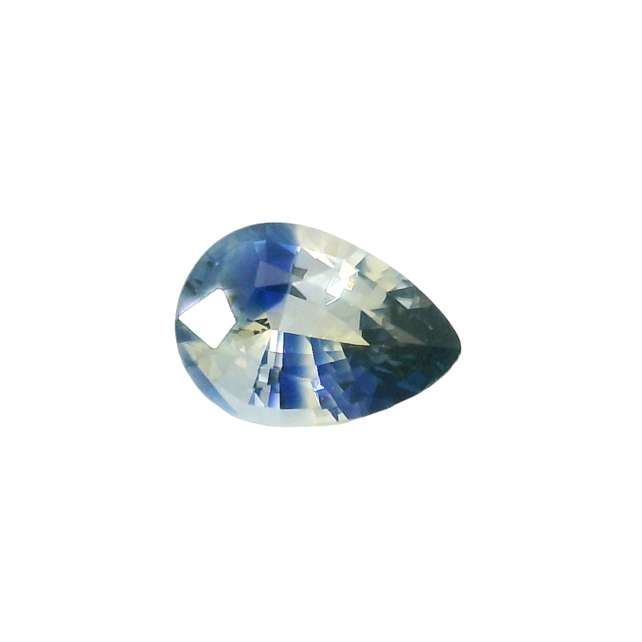 0.70ct Blue, White, Parti Pear cut Sapphire