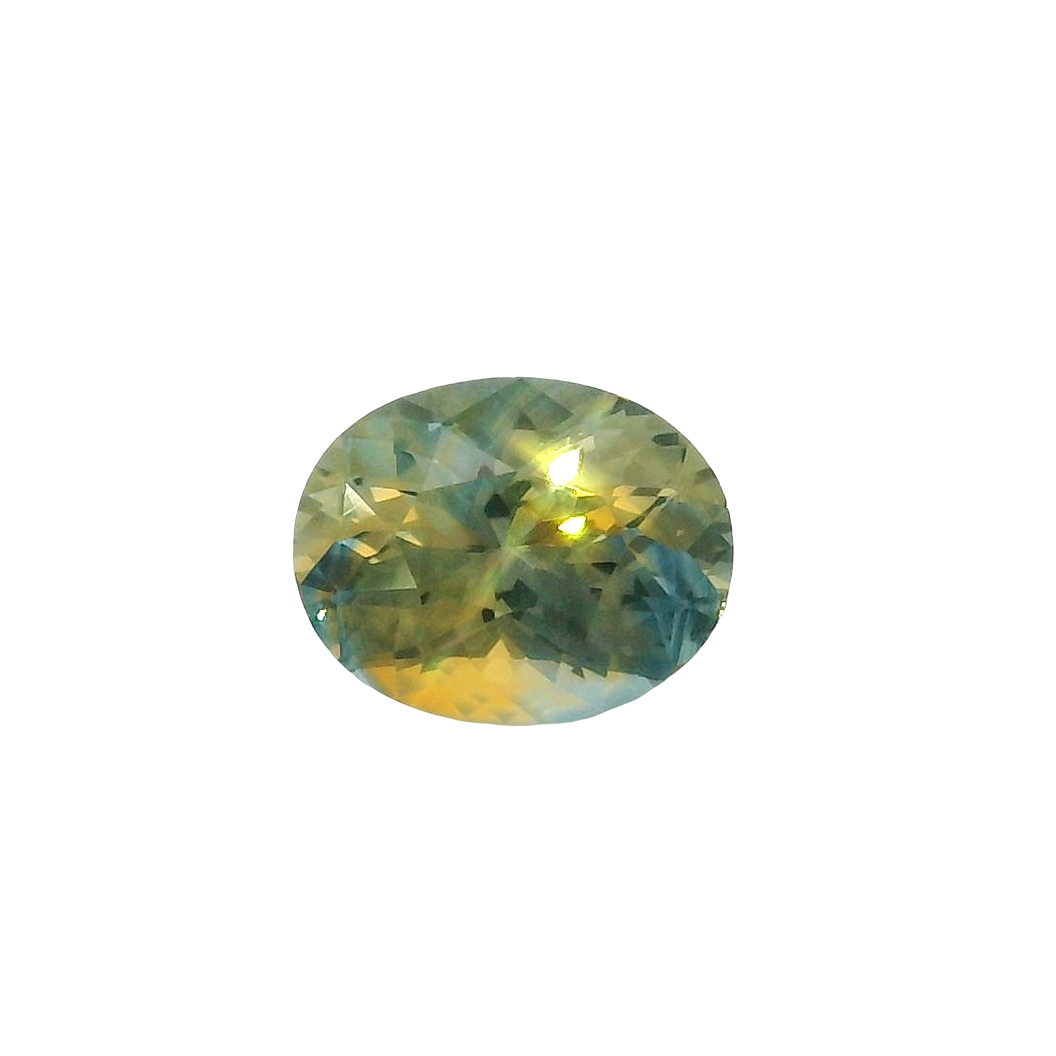 0.74ct Bi-colour, Green, Yellow, Parti Oval cut Sapphire