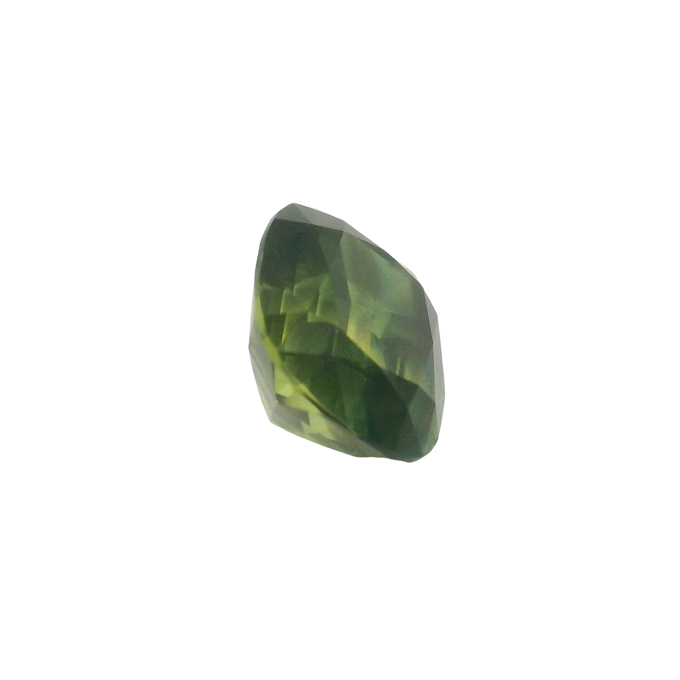 2.66ct Green, Yellow, Parti Cushion cut Sapphire