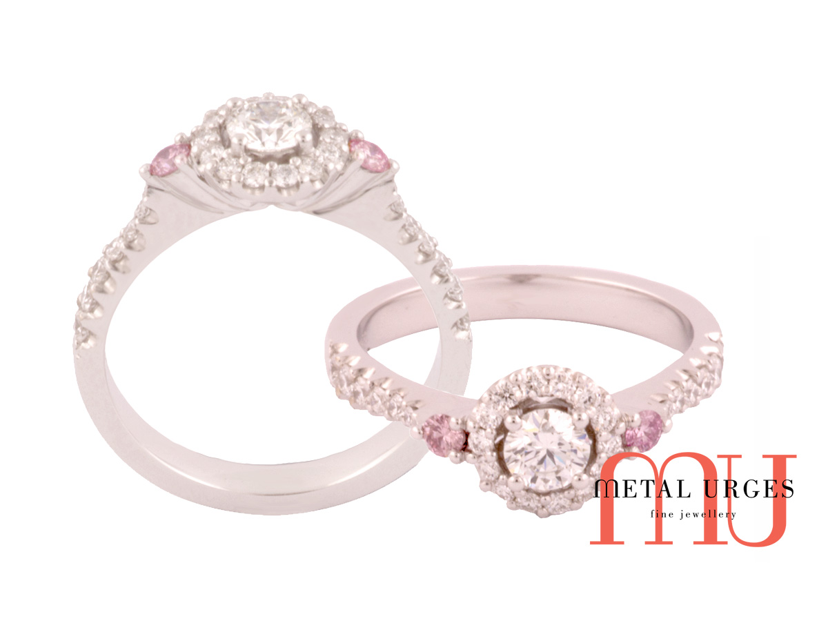 Argyle pink and white diamond engagement ring.