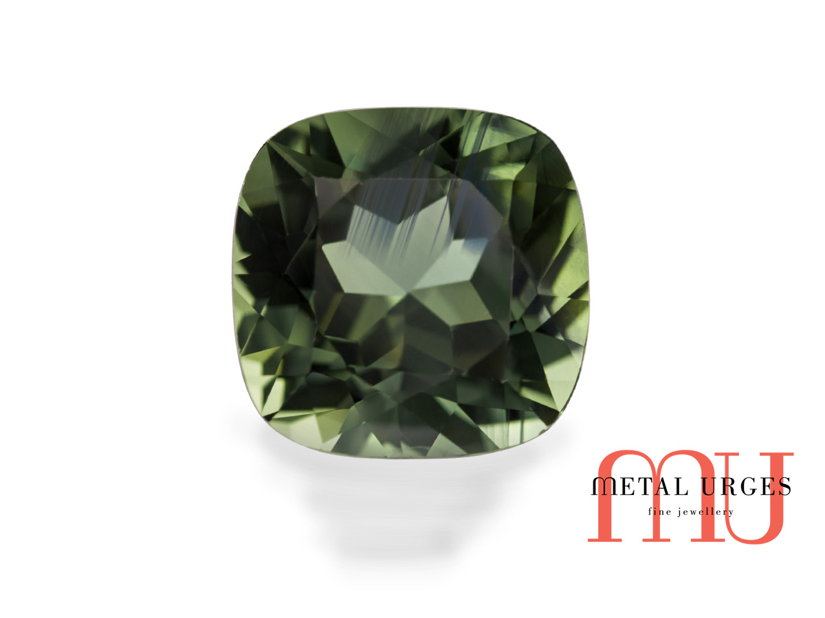 Natural Green sapphire, Cushion Cut Jewellers Sydney