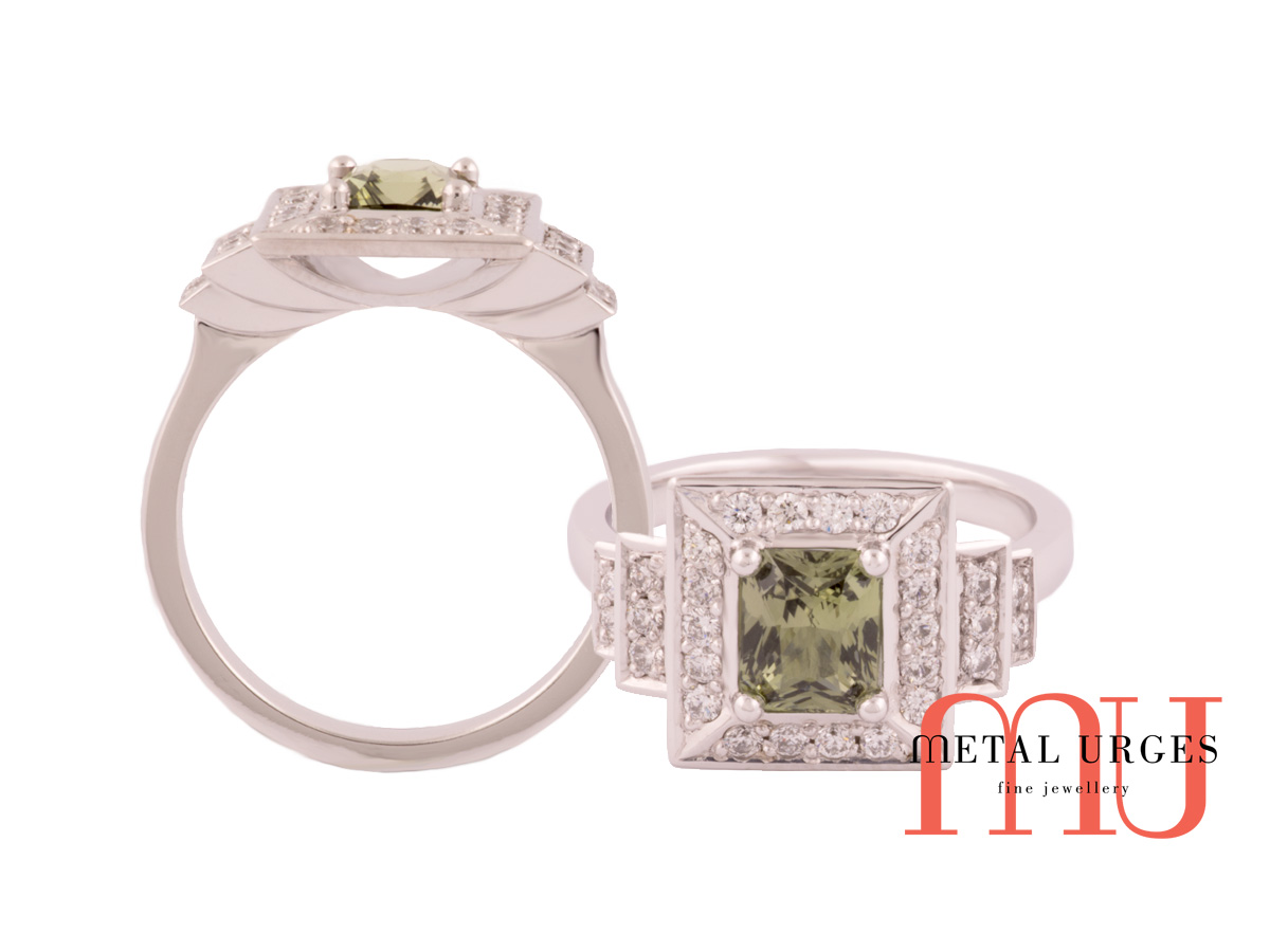 Jewellers Hobart, Australia, Melbourne Green Sapphire engagement rings