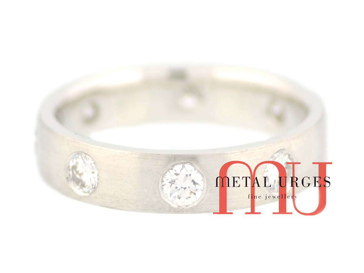 White gold and diamond wedding band. Custom made in Australia.