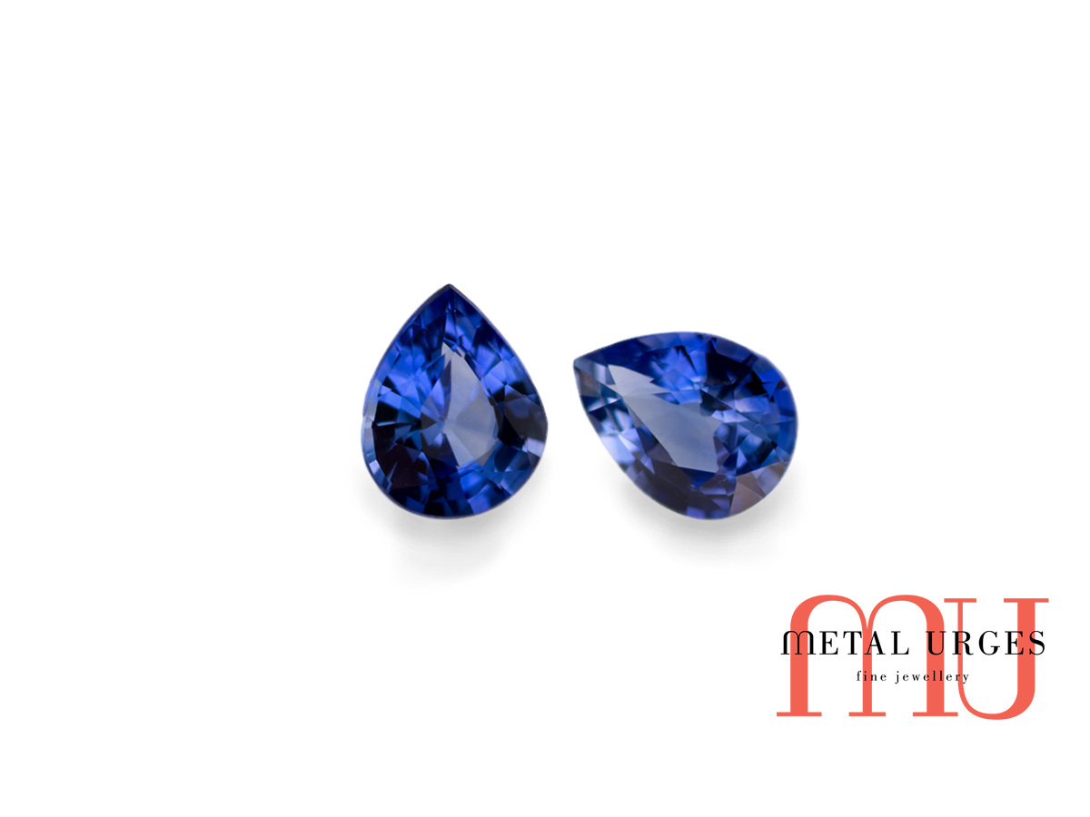 Blue pair of sapphires – pear shape