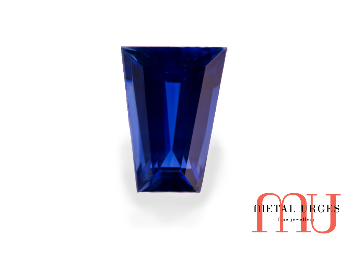 Natural tapered baguette cut blue sapphire