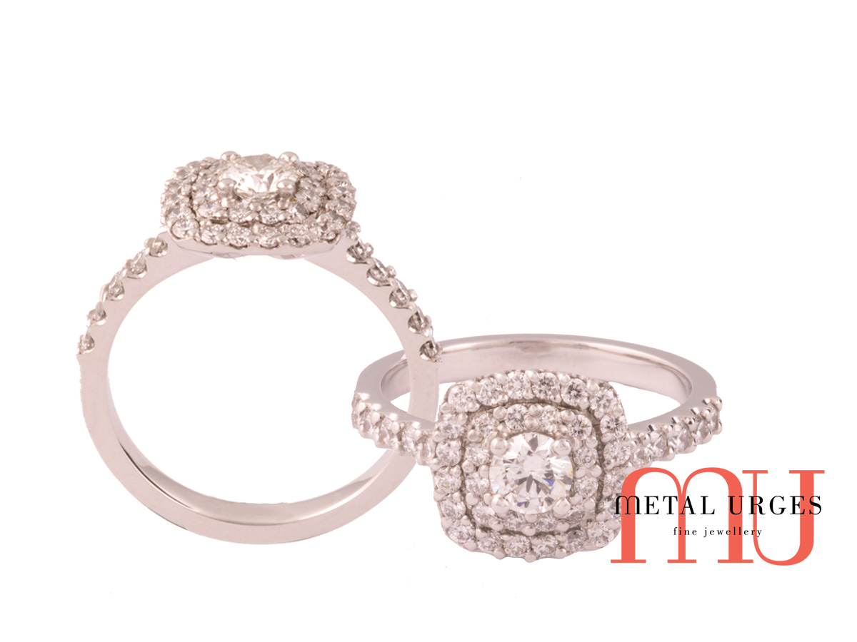 Modern-cluster-white-diamond-engagment-ring-eighteen-carat-white-gold-round-brilliant-cut-white-diamond