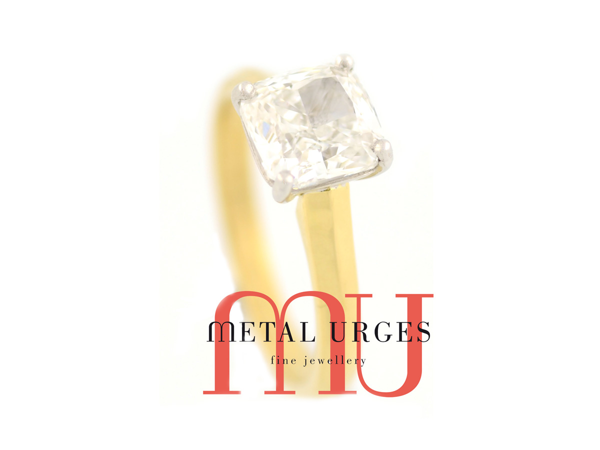 White diamond engagement ring in 18ct yellow gold. Custom made in Australia.