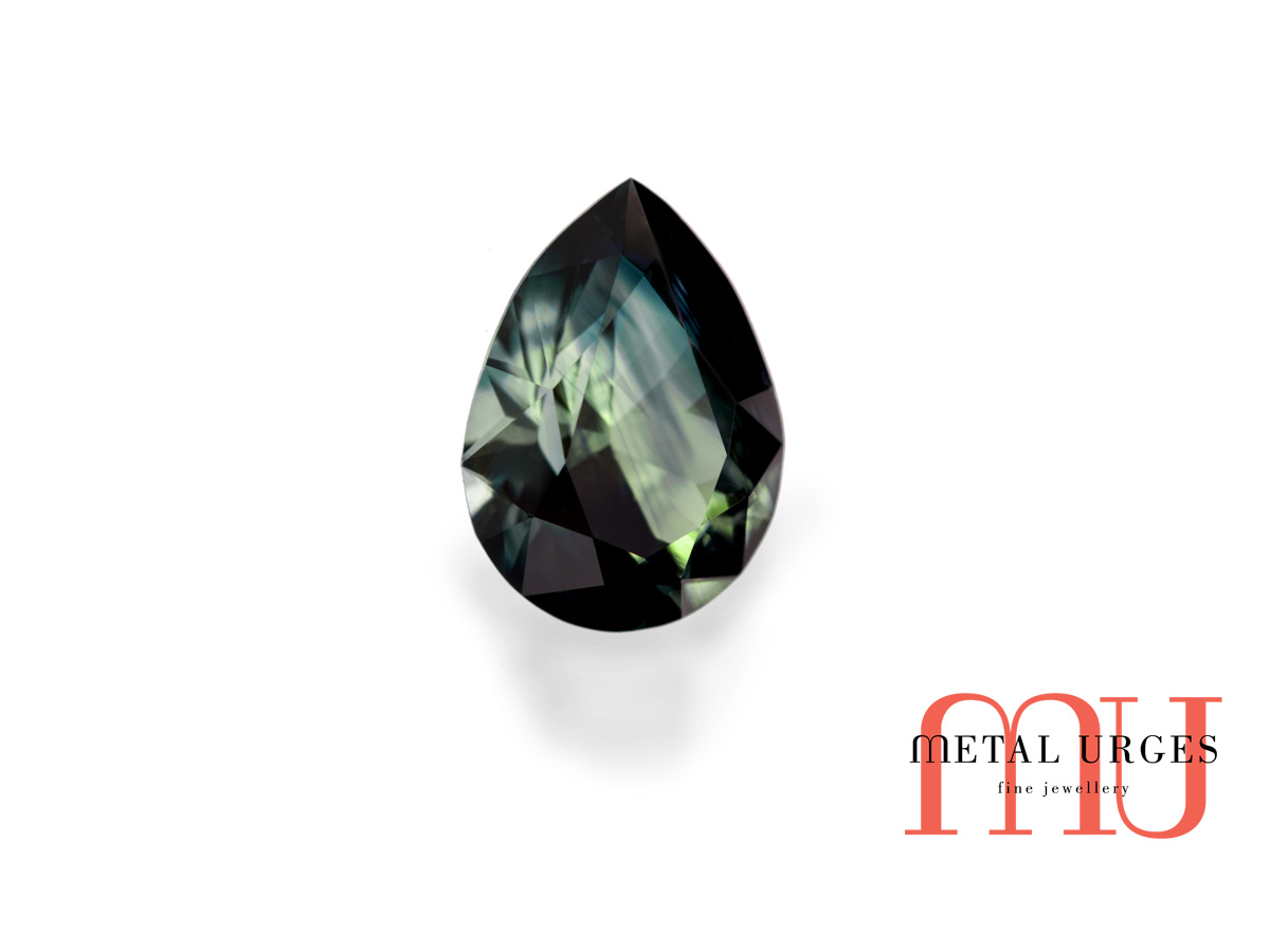 Natural loose green sapphire, pear cut