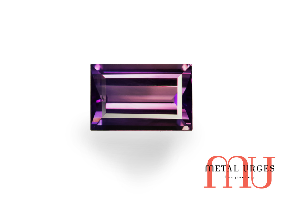 Purple sapphire rectangular baguette