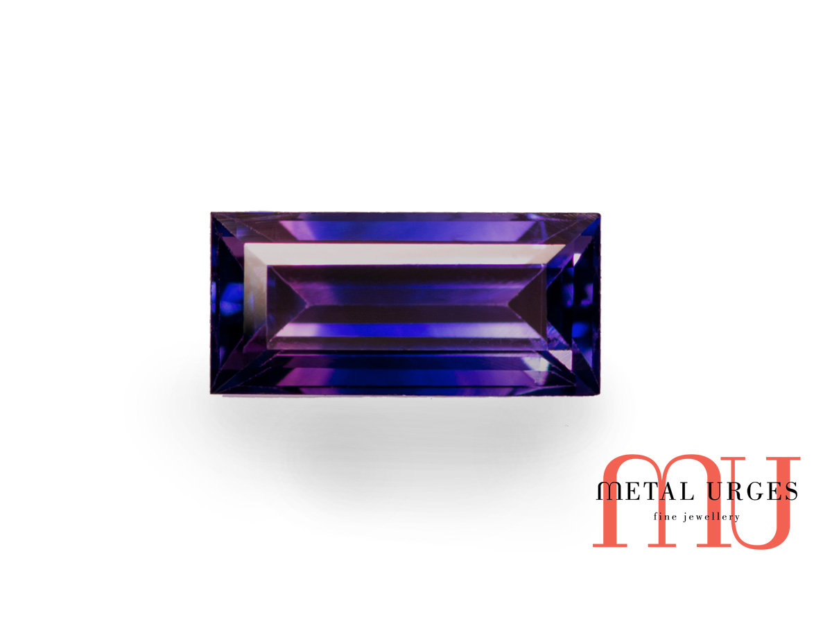 Purple sapphire, baguette cut