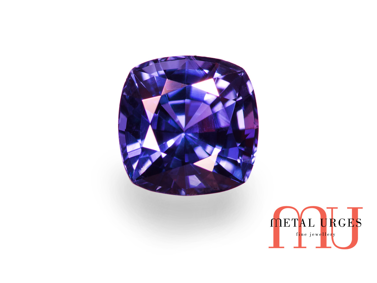 Cushion cut purple sapphire