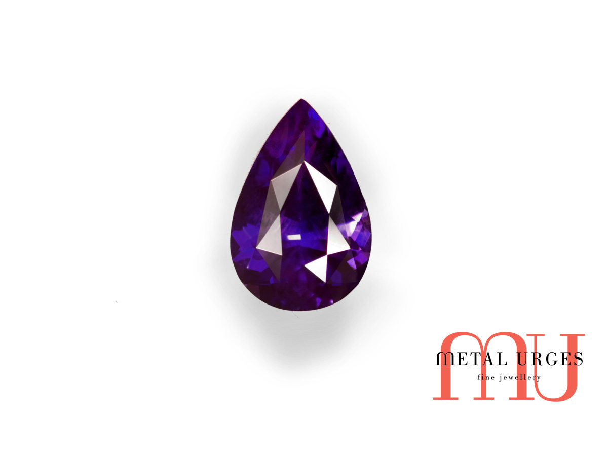 Pear cut natural purple sapphire
