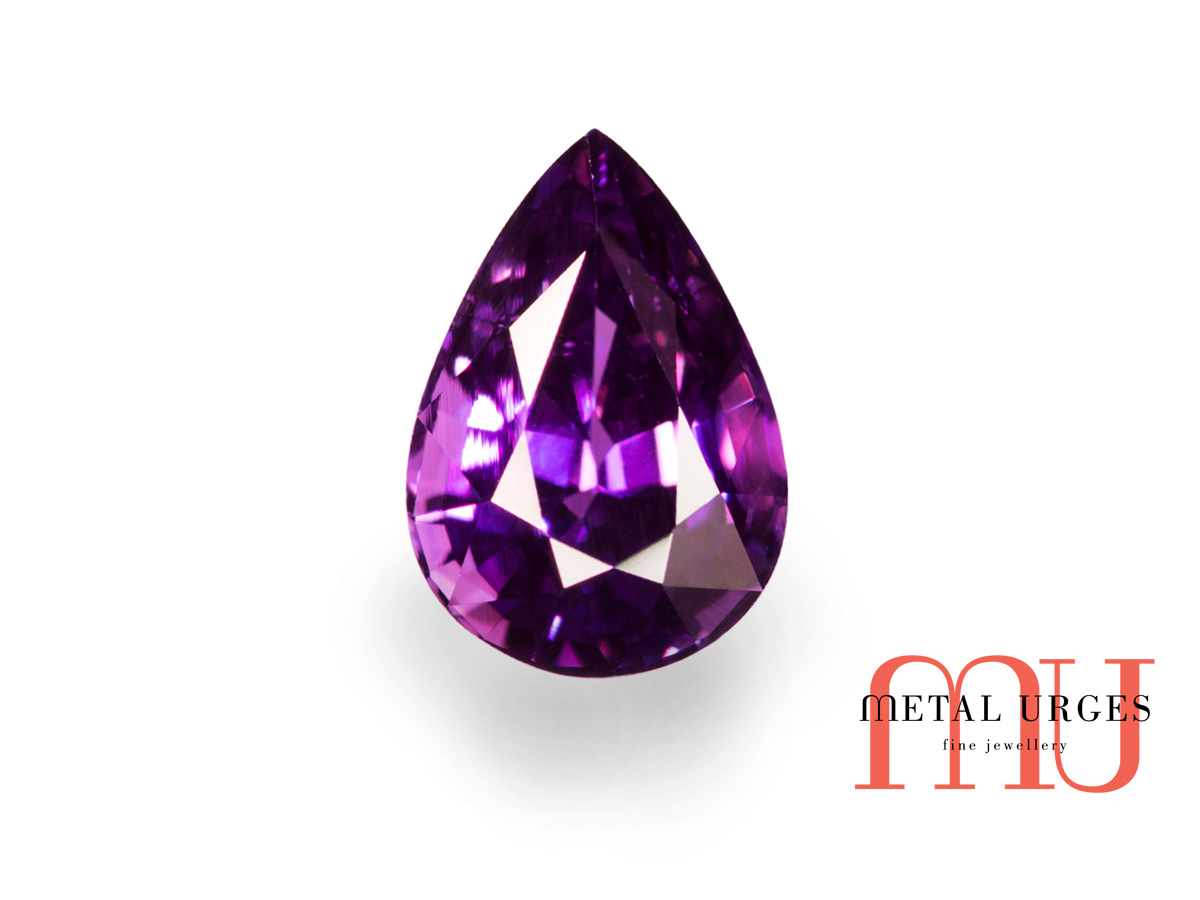Pear cut purple sapphire