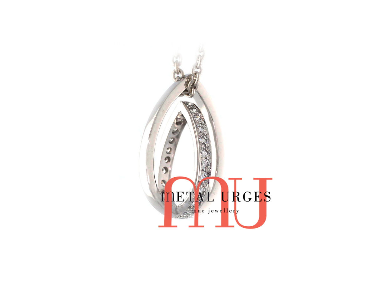 Diamond set orbit teardrop necklace